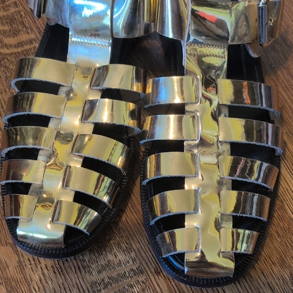 J. Crew Metallic Gold Fisherman Sandals, Sz 8 - Picture 5 of 7